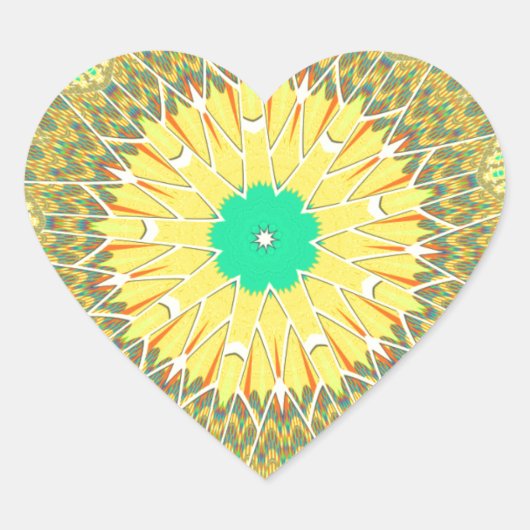 Goudgeel Afrikaans etnisch tribaal patroon Kunst Hart Sticker (Voorkant)