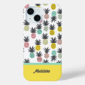 Goudgeel  Ananas Patroon Monogram Case-Mate iPhone Case (Achterkant)