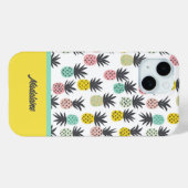 Goudgeel  Ananas Patroon Monogram Case-Mate iPhone Case (Achterkant (horizontaal))
