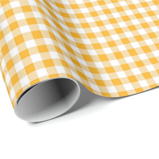 goudgeel | Wit Gingham inpakpapier (Rol Hoek)