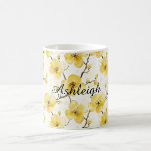 Goudgele bloemen koffiemok