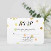 Goudgele Confetti Stippen RSVP (Staand voorkant)