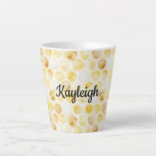 Goudgele honingraat latte mok