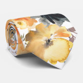 goudgele marineblauwe Rozen Floral Stropdas (Opgerold)