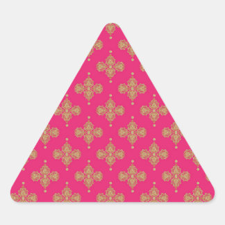 goudgele roze magenta patroonachtergrond driehoek sticker