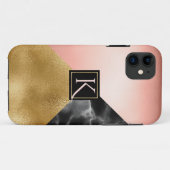 Goudgemarmerde monogrammen Case-Mate iPhone case (Achterkant (horizontaal))