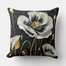 Goudgeschilderde klaprozen kussen