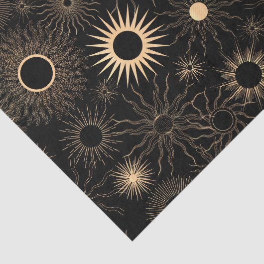 Goudgestileerde zonsondergang zwart getextureerd tissuepapier (Detail)