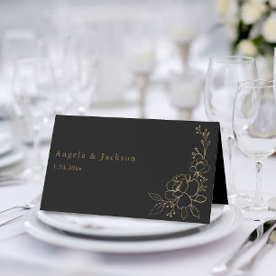 Goudgevoerde Floral White & Gold Place Card - Zwar