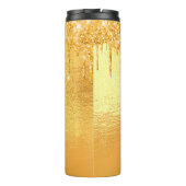 Goudglitter druppelt monogram op thermosbeker (Achterkant)