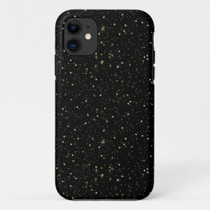 Goudglitter en sparkles op zwart iPhone 11 hoesje