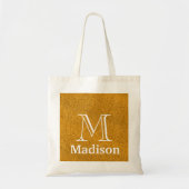 Goudglitter faux gepersonaliseerd monogram tote bag (Voorkant)