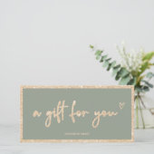 Goudglitter groene logo cadeaubon (Staand voorkant)