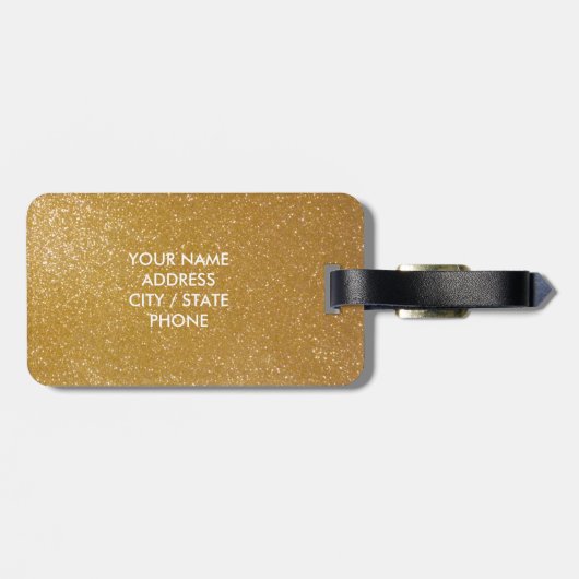 Goudglitter houdt kalm en sprankelt op bagagelabel (Achterkant horizontaal)