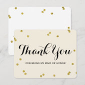 goudglitter | Maid of Honor bedankt kaarten (Voorkant / Achterkant)