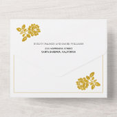 Goudglitter met zwarte bruiloft all in one uitnodiging (Achterkant)