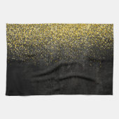 Goudglitter op zwarte marmer theedoek (Horizontaal)