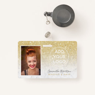 goudglitter white marmer logo werknemer foto pass badge