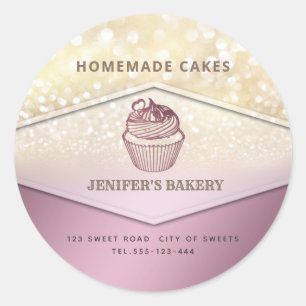 goudglitterij Homemade cupcakes en snoepjes Ronde Sticker