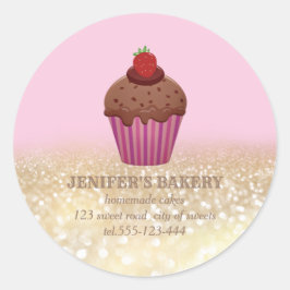 goudglitterij Homemade cupcakes en snoepjes Ronde Sticker