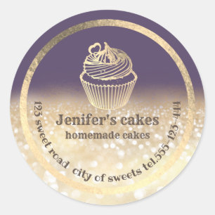 Goudglitterij Homemade-koeken en -behandelverpakki Ronde Sticker