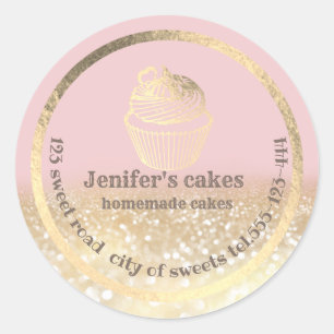 Goudglitterij Homemade-koeken en -behandelverpakki Ronde Sticker