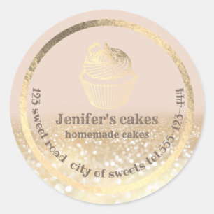 Goudglitterij Homemade-koeken en -behandelverpakki Ronde Sticker