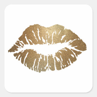 Goudglitterlippen, luxe stijl vierkante sticker