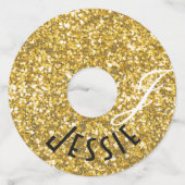 Goudglittermonogram Wijnglaslabel (Achterkant)
