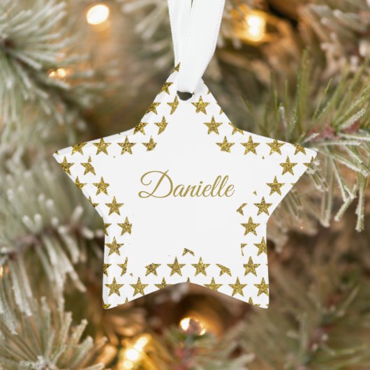 Goudglittersterren gepersonaliseerd ornament (Boom)