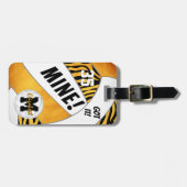 Goudgolden sinaasappel met zebra volleybal bagagelabel (Voorkant horizontaal)