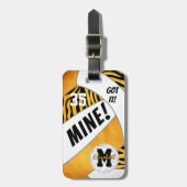 Goudgolden sinaasappel met zebra volleybal bagagelabel (Voorkant verticaal)