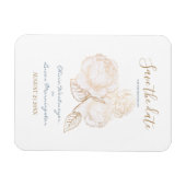 Goudgoud Roos Stusty Blue Ivory Save the Date Magneet (Horizontaal)