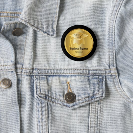 Goudgradiënt op goudgradiënt | Zwart Ronde Button 5,7 Cm (In situ)