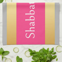 Goudgrijs hete roze strepen, Shabbat Shalom Glam