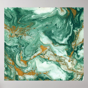 Goudgroen acryl: marmeren textuur kunst. poster