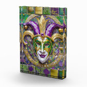 Goudgroen Paarse Mardi Gras Jester Mask Fotoblokken (Rechts)