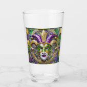 Goudgroen Paarse Mardi Gras Jester Mask Glas (Voorkant)