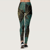 Goudgroene bladeren leggings (Achterkant)