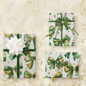 Goudgroene  Bows Christmas Inpakpapier Vel