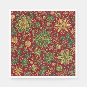 Goudgroene hulst Kerst botanisch vintage Servet