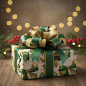 Goudgroene kerstbogen cadeaupapier