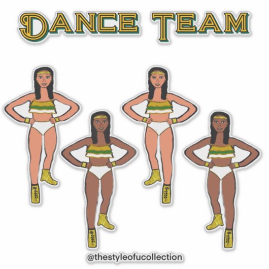 Goudgroene witte dansers sticker (Voorkant)