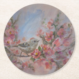 Goudhaan Zangvogel Ronde Kartonnen Onderzetter