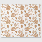 Goudharten, bloemen en bladeren cadeaupapier (Vlak)