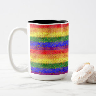 Goudharten, heldere regenboogkleuren, gekleurde vl tweekleurige koffiemok