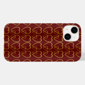 Goudharten op maroon Case-Mate iPhone case (Achterkant (horizontaal))