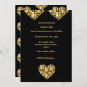 Goudharten trouwuitnodigingen zwarte achtergrond kaart (Voorkant / Achterkant)