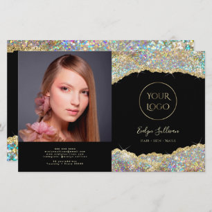 Goudhoudende tweeledige brochure glitter