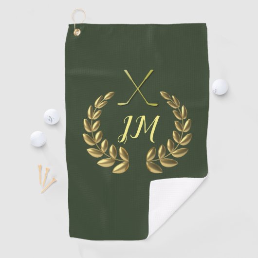 Goudkam gepersonaliseerd monogram golfhanddoek (Insitu)